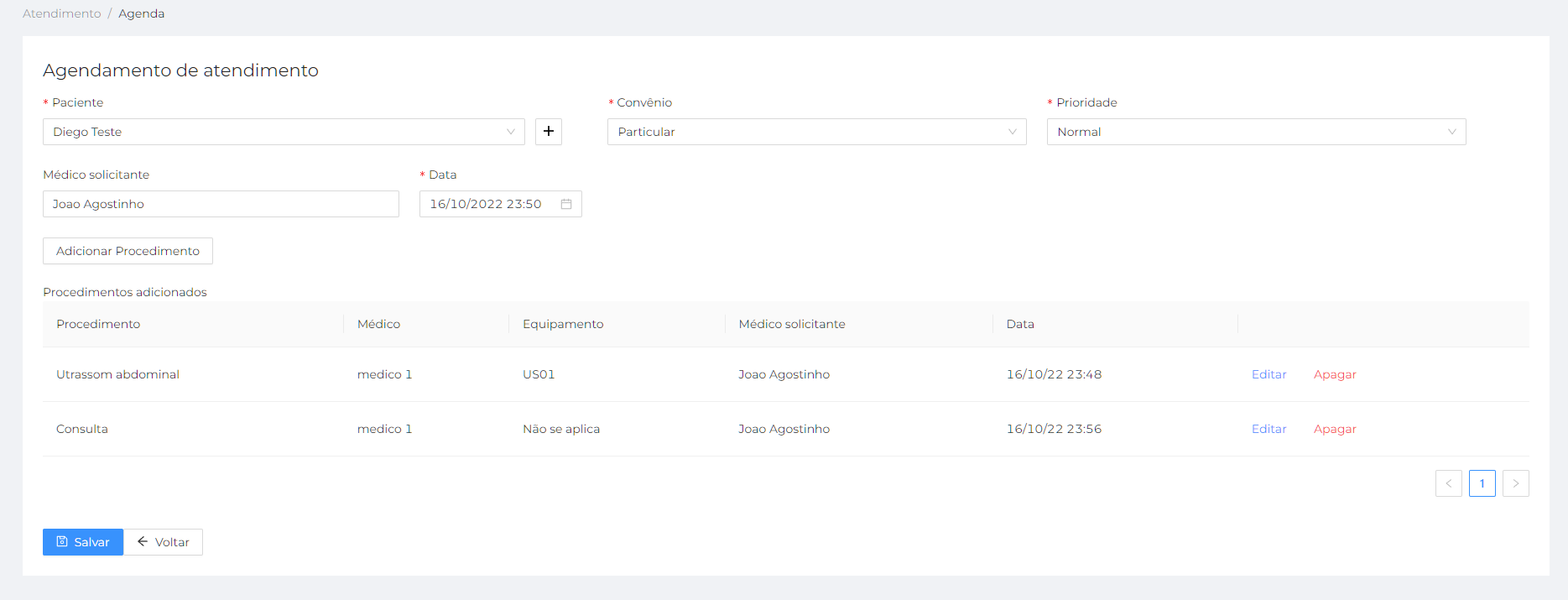 agenda procedimento form done