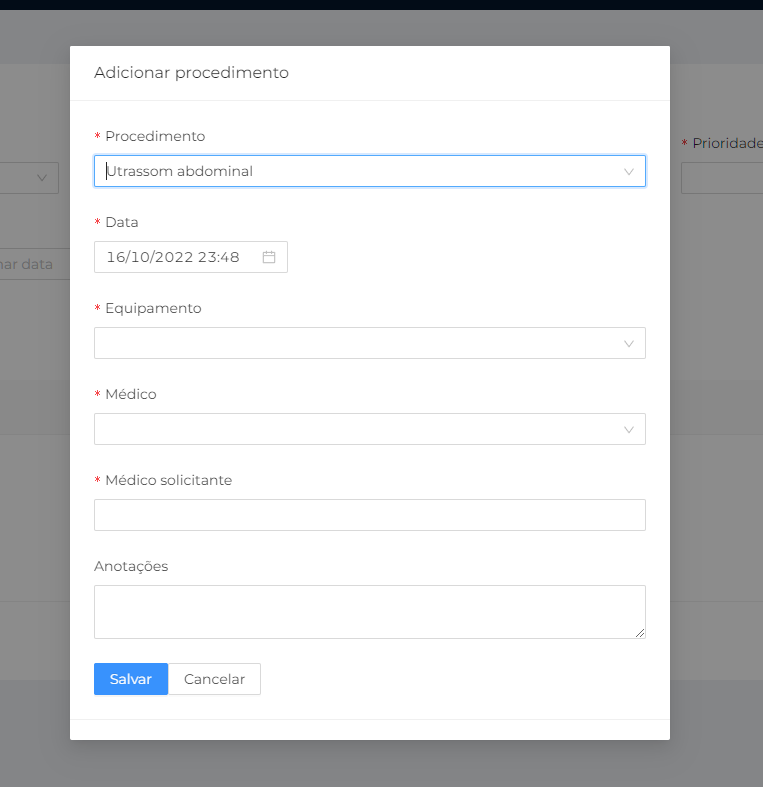 agenda procedimento form